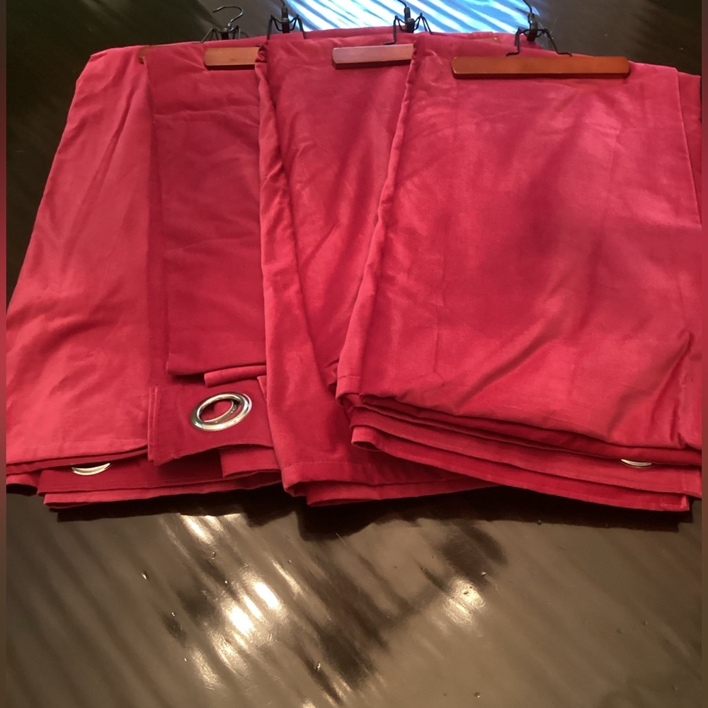 4 pink velvet Ikea drape panels